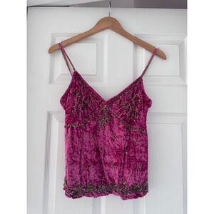 Tocca Velvet Beaded Camisole Pink Velvet Vintage Fairy Whimsigoth